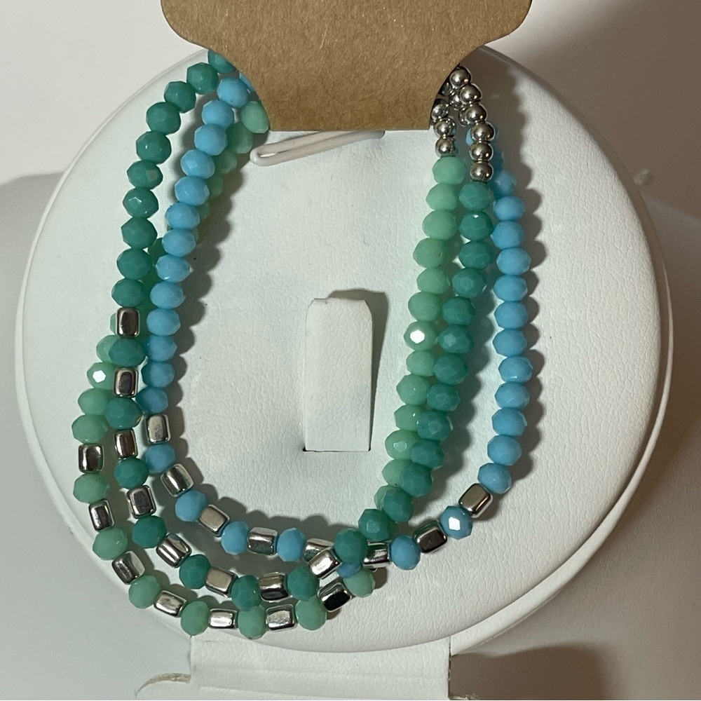 3 Ombré Handmade Stretch Bracelet Set, Hypoallergenic Jewelry, silver tu… - Picture 2 of 7